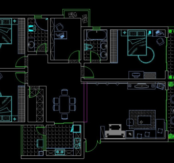 大户型住宅装修设计cad平面图纸
