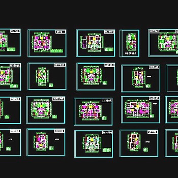 多层住宅楼中经典20种CAD户型平面图