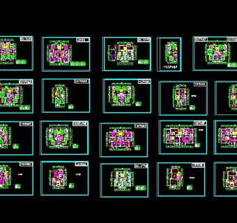 多层住宅楼中经典20种CAD户型平面图