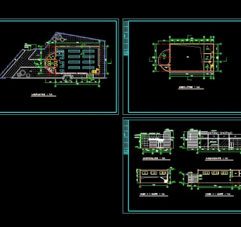 某超市建筑CAD平立面图纸带效果图