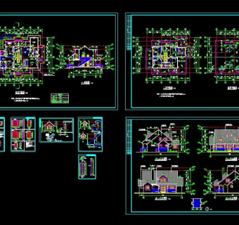 xx别墅建筑平面及外立面cad设计施工