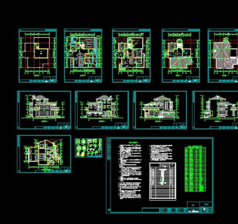 豪华独栋别墅cad设计施工图纸
