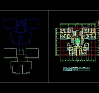 一梯四户一梯三户高层户型平面CAD