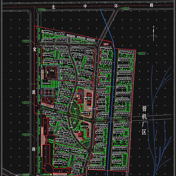 居住小区总平面图cad素材