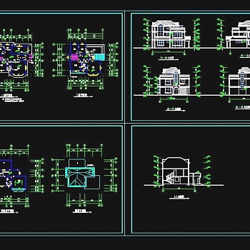 xx五套经典别墅cad施工设计图纸