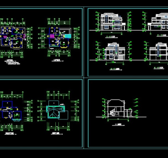 xx五套经典别墅cad施工设计图纸