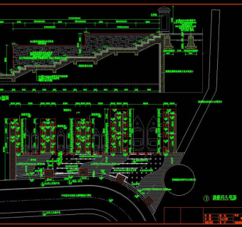 游艇码头平面及剖面cad图纸