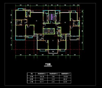 某一梯三户建筑平面CAD设计图纸