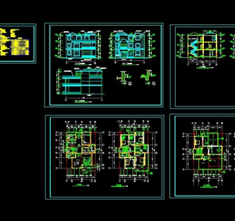 小三层豪华私人别墅建筑cad设计图纸