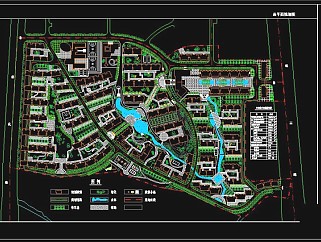 某中心河小区规划总平面cad设计图