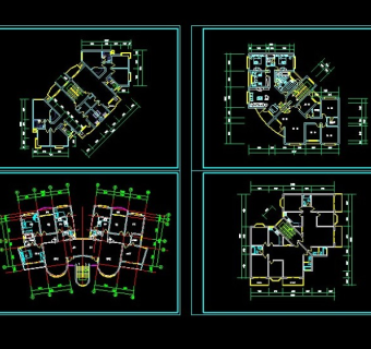 转角建筑户型cad设计施工图纸