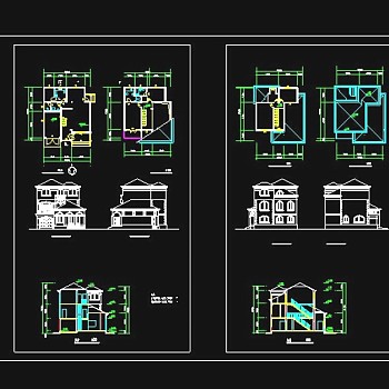 xx三层小别墅整套cad建筑施工图