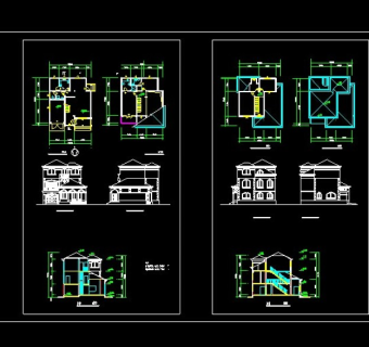 xx三层小别墅整套cad建筑施工图