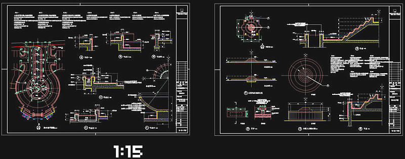 跌水池cad图景观细部
