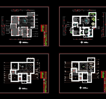 一整套二百平米豪宅装户型cad施工图