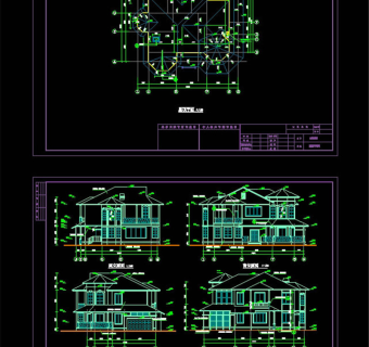 别墅施工图cad图纸