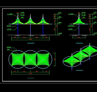 一套小型膜结构cad施工图