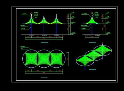 一套小型膜结构cad施工图