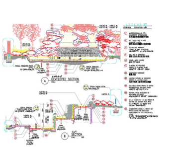 瀑布景观cad细部详图