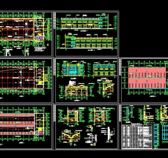 某工厂厂房及办公楼全套建筑cad施工