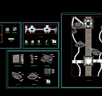 园路铺装施工图cad图稿素材