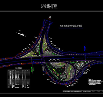 互通式立交绿化cad图纸素材