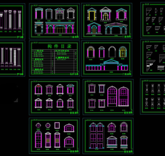 欧式建筑构件cad图纸