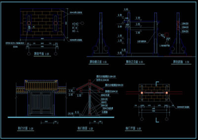 牌坊施工图cad详图