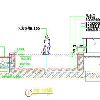 水池剖面图CAD图纸