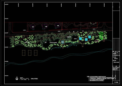 海滩公园cad图纸素材