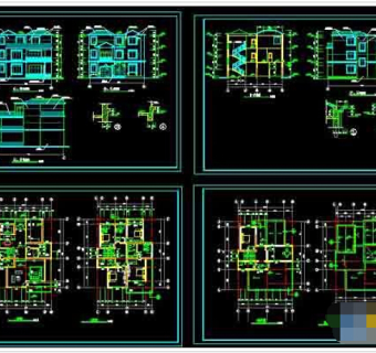 小三层豪华私人别墅建筑cad设计图纸
