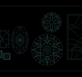 圆形图案地毯图块大堂地面拼花cad图纸