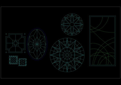 圆形图案地毯图块大堂地面拼花cad图纸