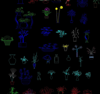 装饰设计室内绿化饰品陈设CAD图库