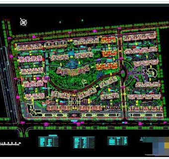 生态居住小区cad总规划及绿化设计图