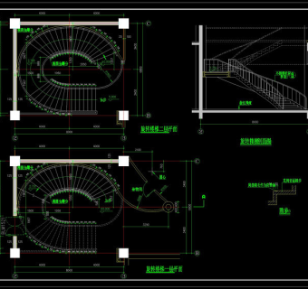 某椭圆楼梯详图cad图纸