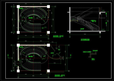 某椭圆楼梯详图cad图纸