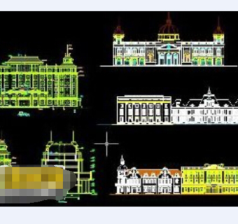 欧式大楼建筑立面cad设计施工图3D模型