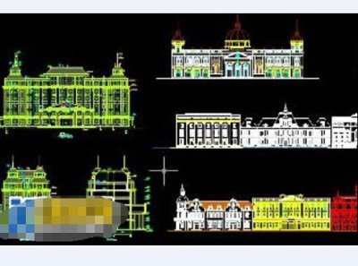 欧式大楼建筑立面cad设计施工图3D模型