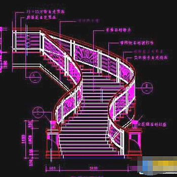 别墅建筑CAD楼梯设计施工图纸