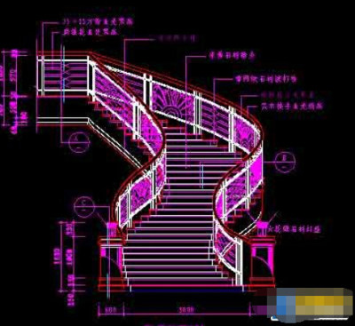 别墅建筑CAD楼梯设计施工图纸