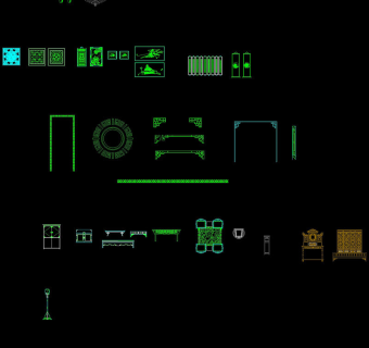 中式元素cad图纸