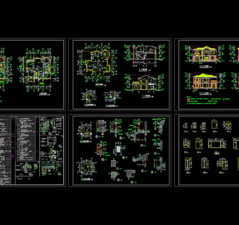 独立别墅全套施工图CAD图纸