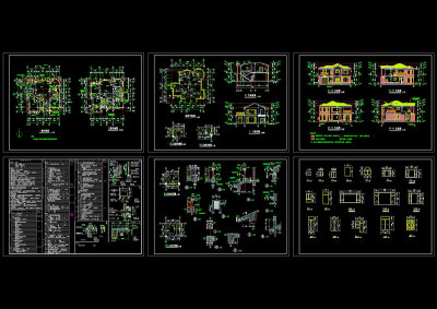 独立别墅全套施工图CAD图纸