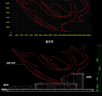 雕塑立面cad图纸