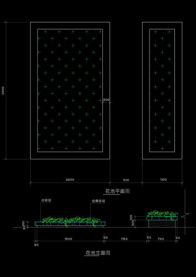 花池立面cad图纸素材