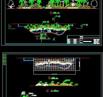 叠泉飞瀑布景观CAD施工图纸