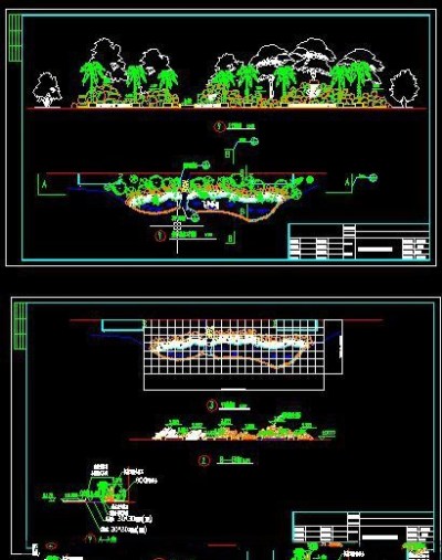 叠泉飞瀑布景观CAD施工图纸