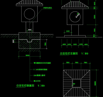 灯柱结构cad图纸