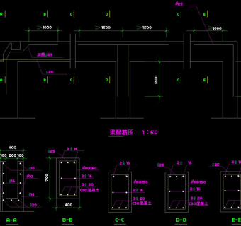 梁配筋图cad图纸3D模型